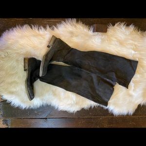 Free People Suede OTK Boots Size 39 Back Zip Black